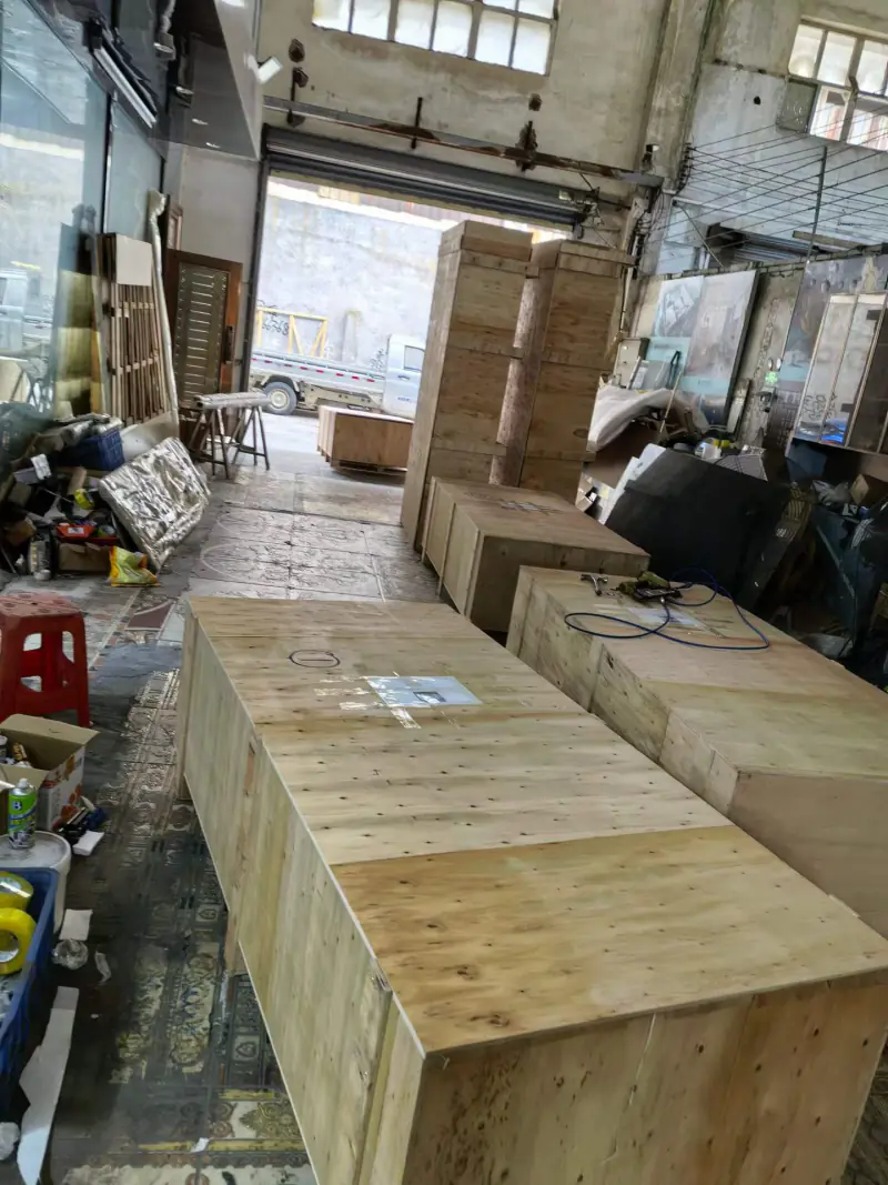 Wooden export crates ready for shipping