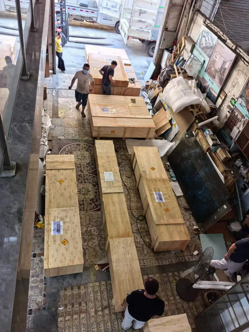 Wine cabinets being crated for export
